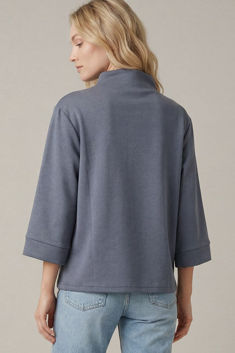 3/4 Sleeve Knit Mock Neck Top