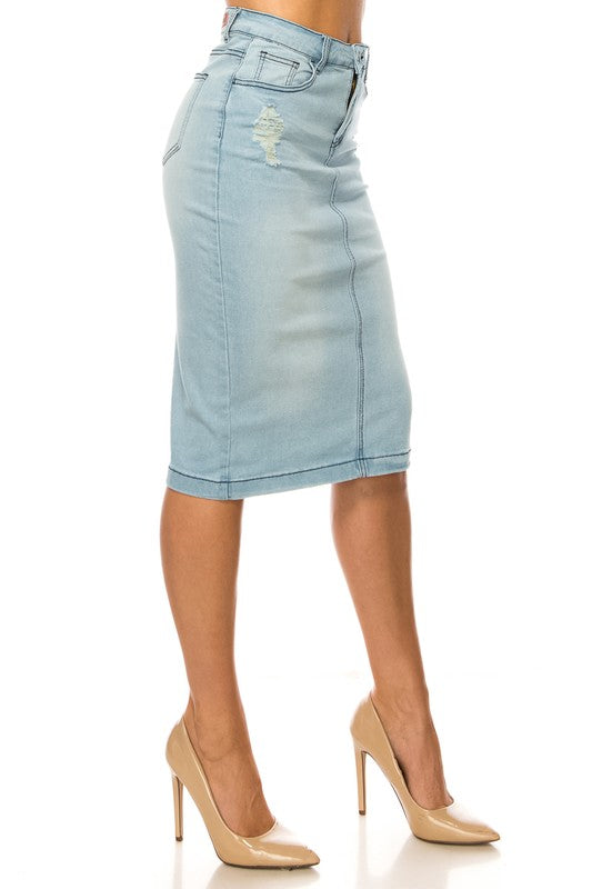 Light Indigo Wash Denim Skirt
