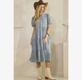 Denim Tiered Midi Dress