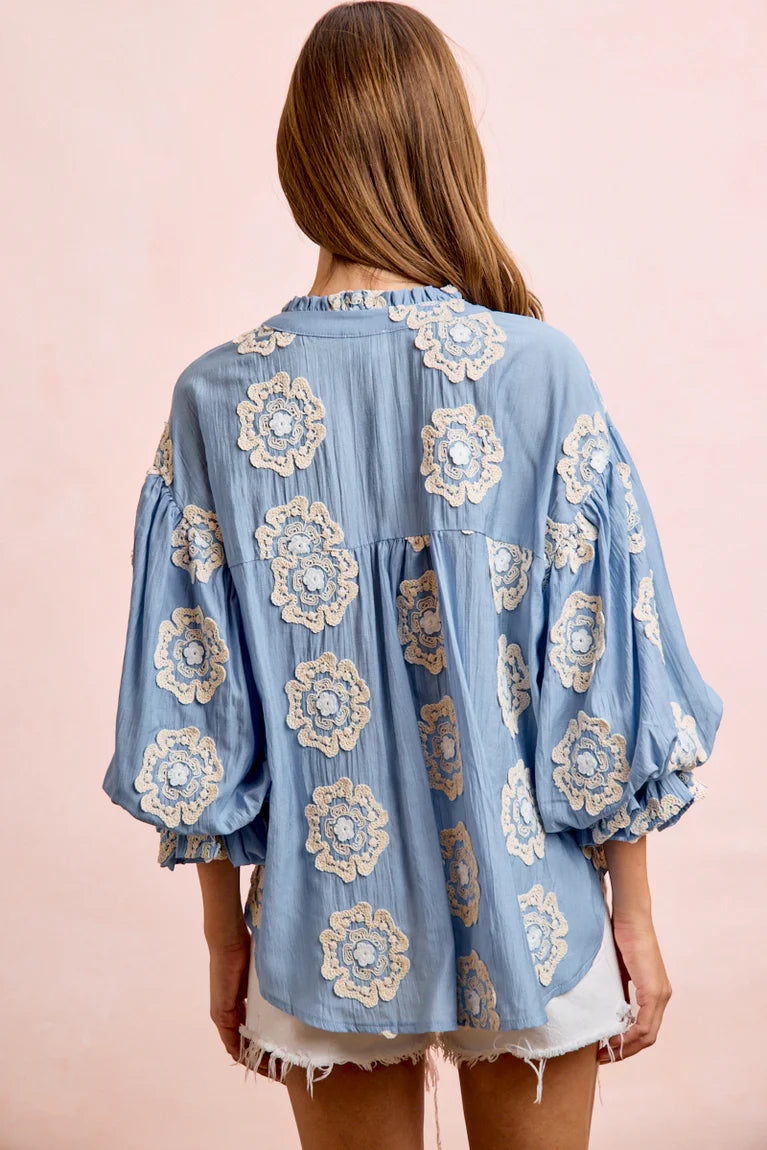 3D Flower Patch Blouse