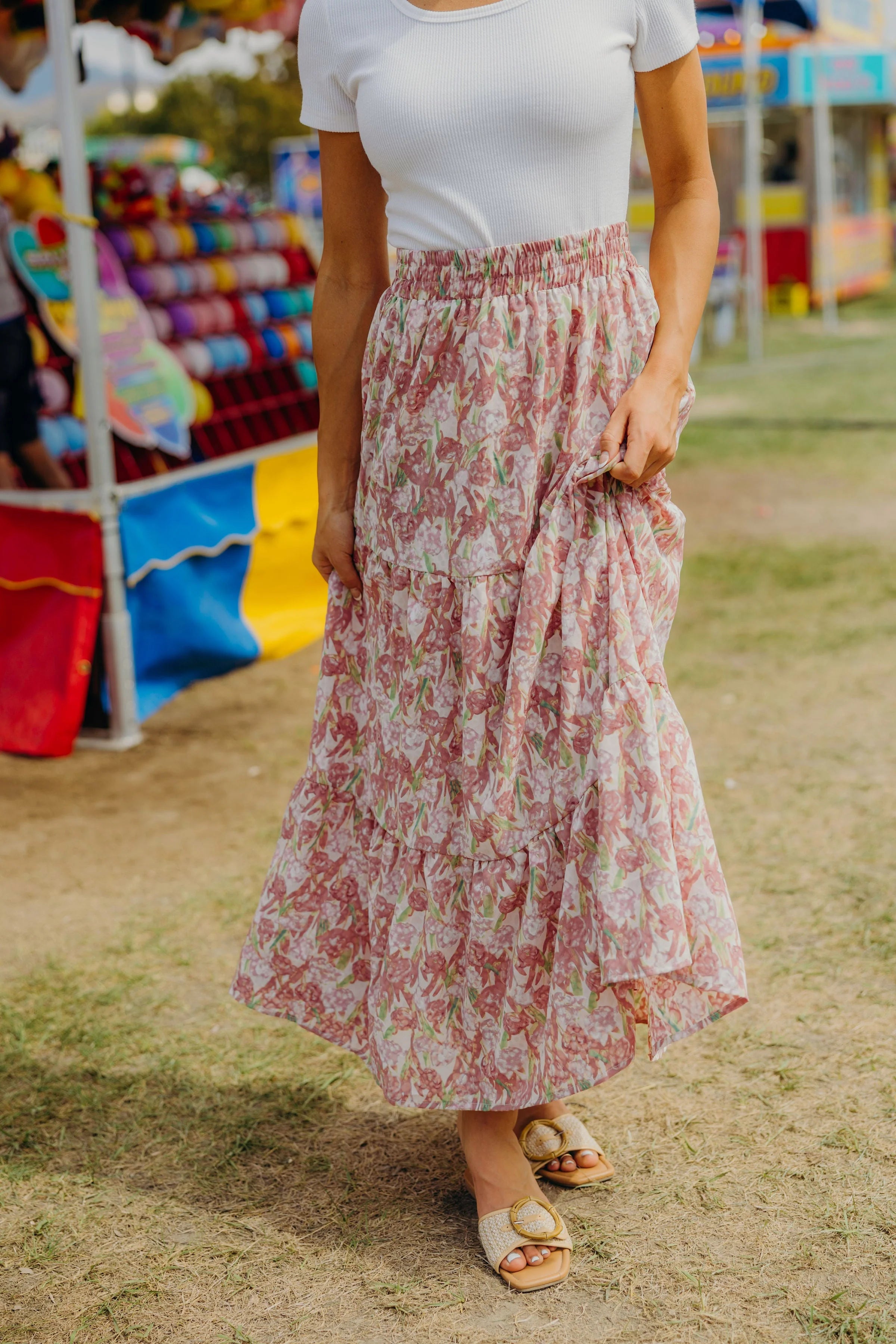 Tiered Boho Skirt in Tulip Sonata