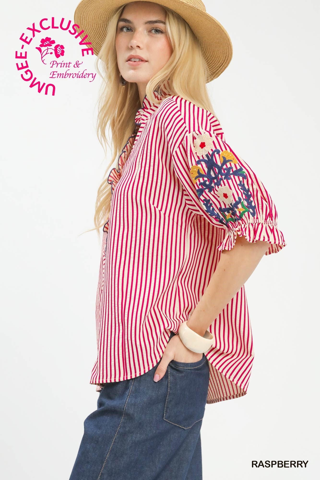 Raspberry Garden Ruffle Top