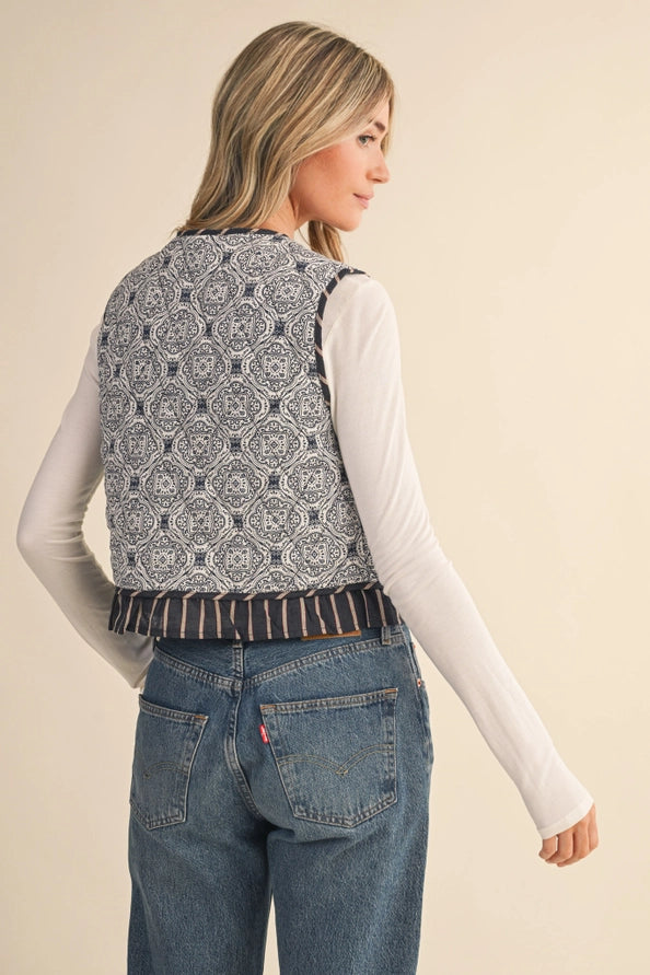 Quilted Ruffle Trim Vest