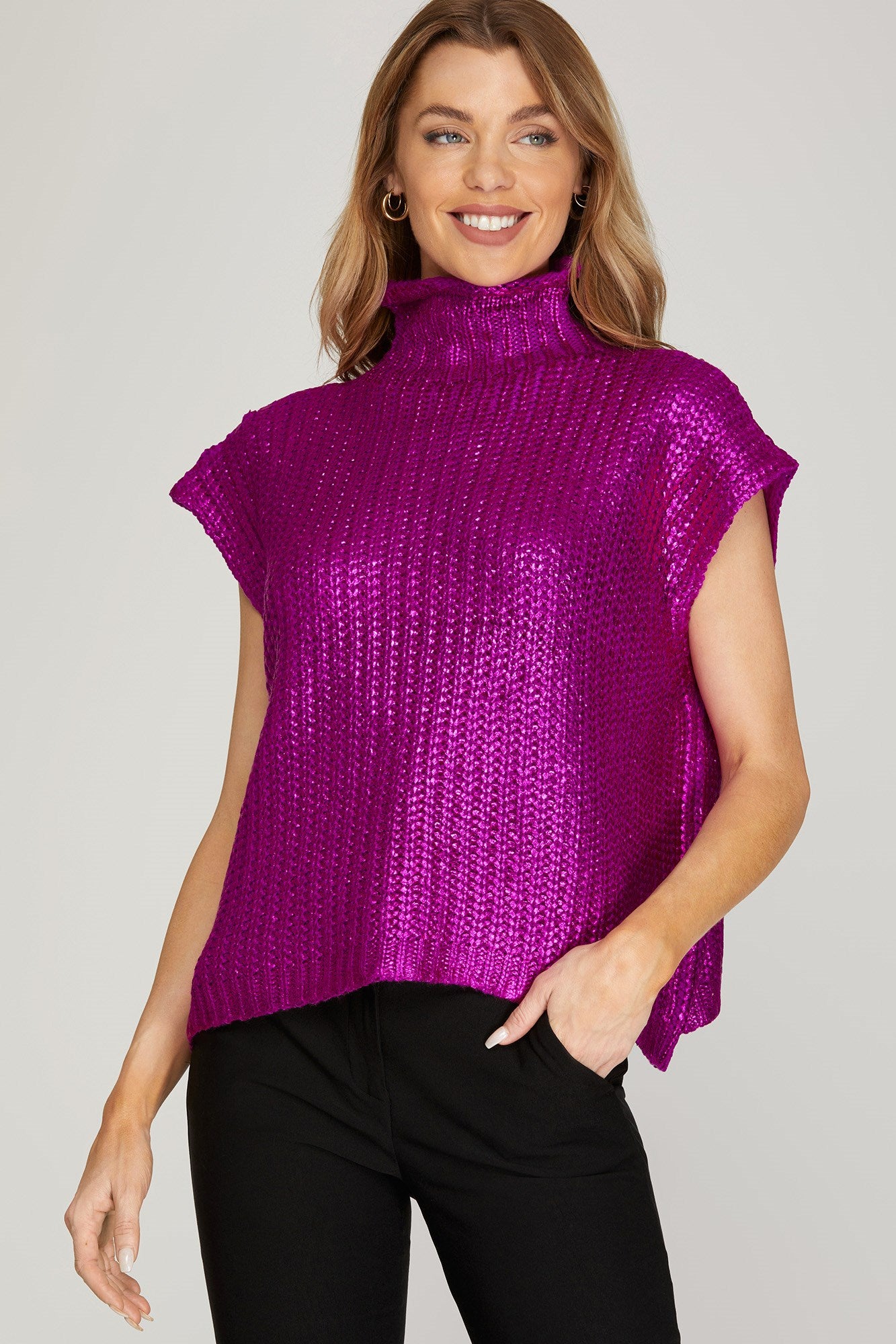 Metallic Foil Sweater Vest