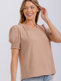 Solid Color Puff Sleeve Top