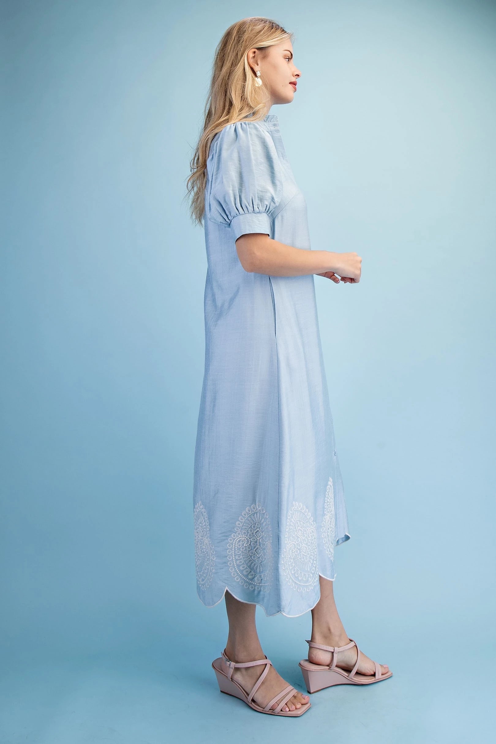 Embroidered Shirt Dress