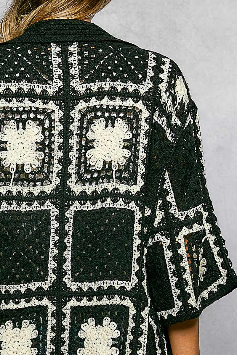 Black & White Crochet Cardigan
