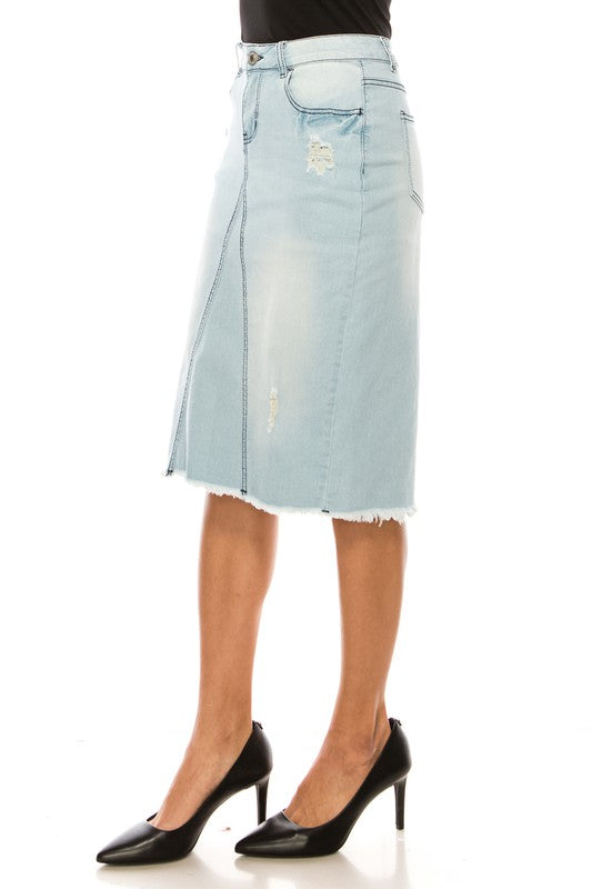Rugged Light Indigo Wash Denim Skirt