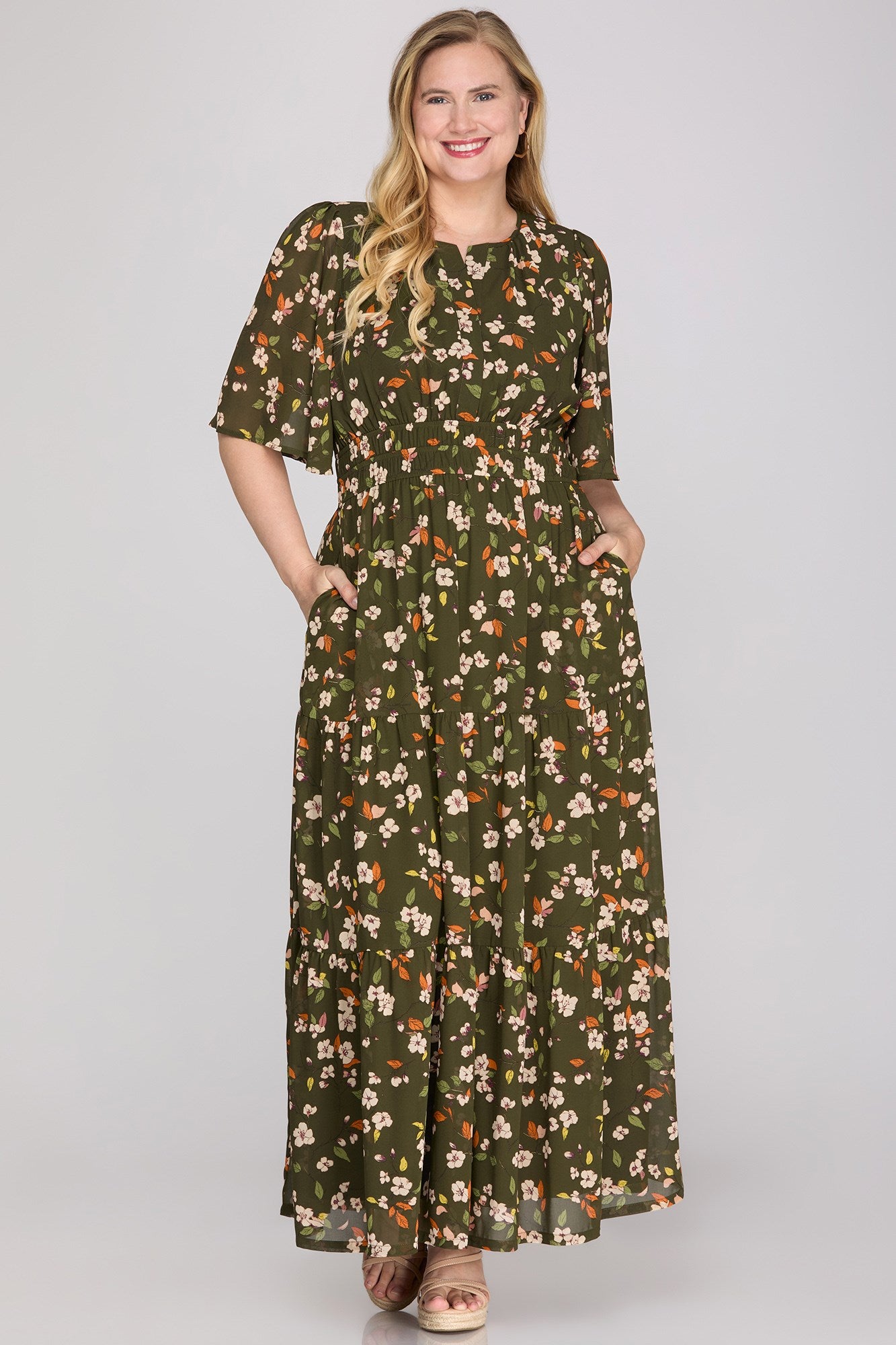 Curvy Forest Bloom Dress