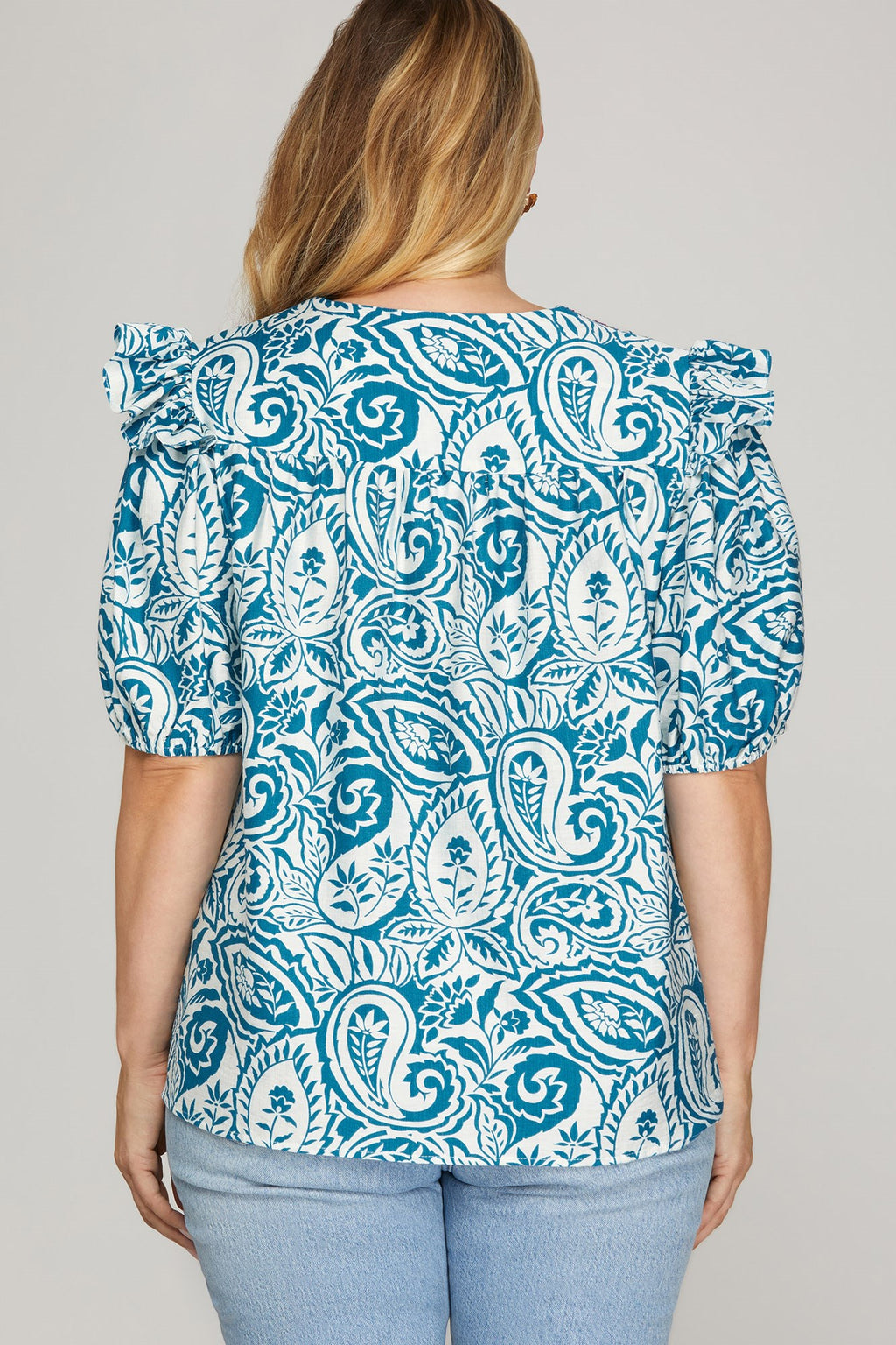 Curvy Folklore Ruffle Top