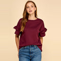 Ruffled Sleeve Scuba Top