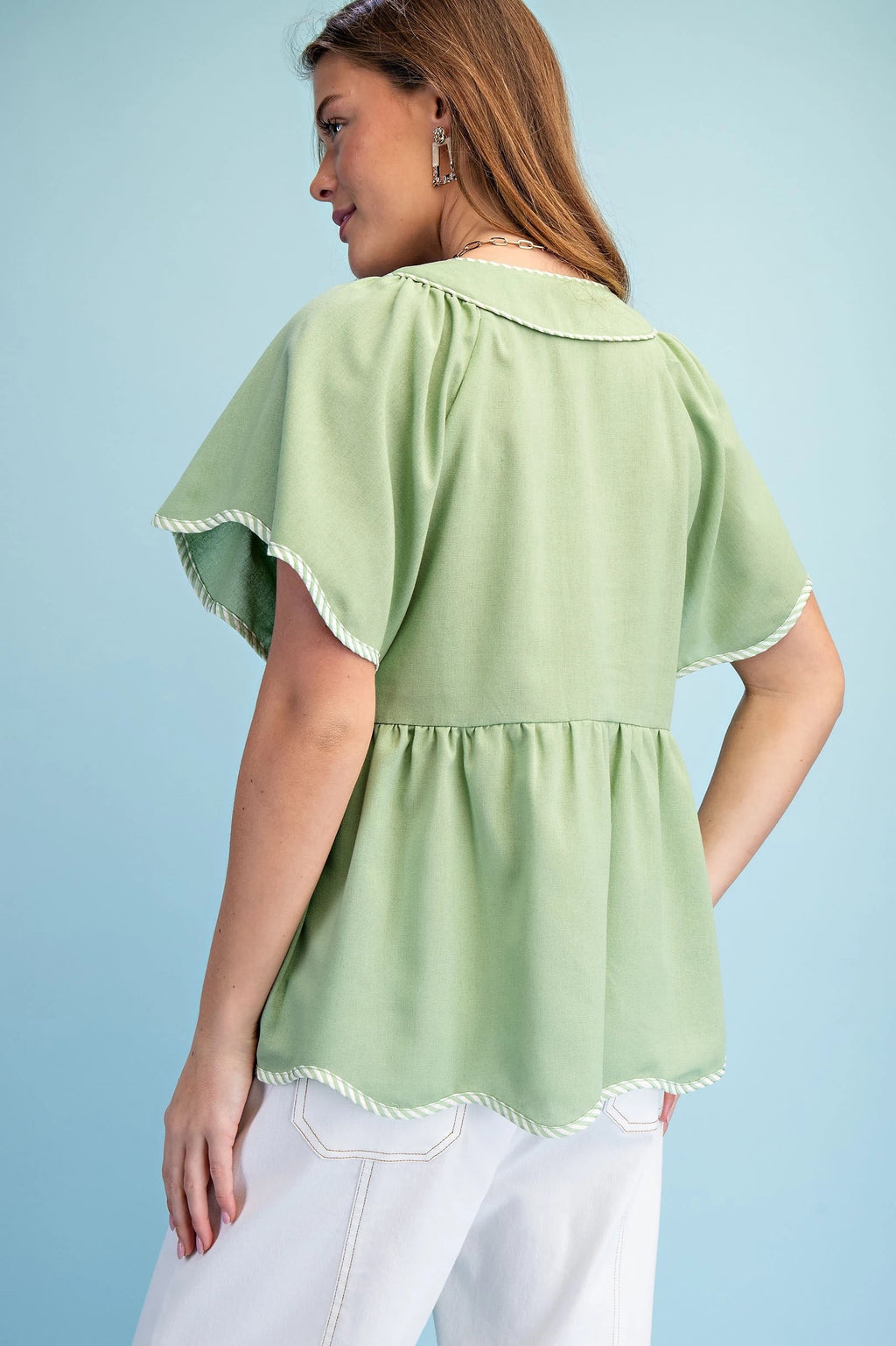 Green Apple Babydoll Top