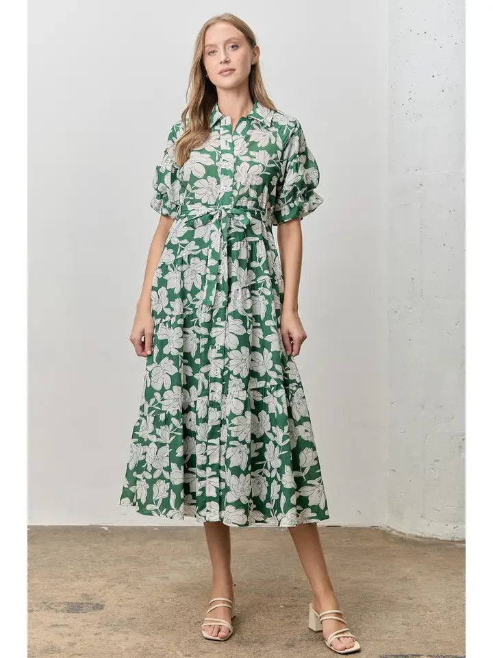 Floral Print Puff Sleeve Dress