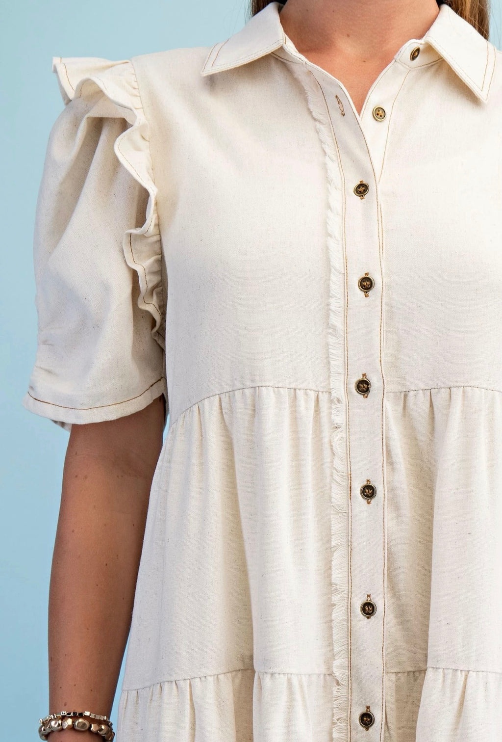 Frayed Hem Shirtdress