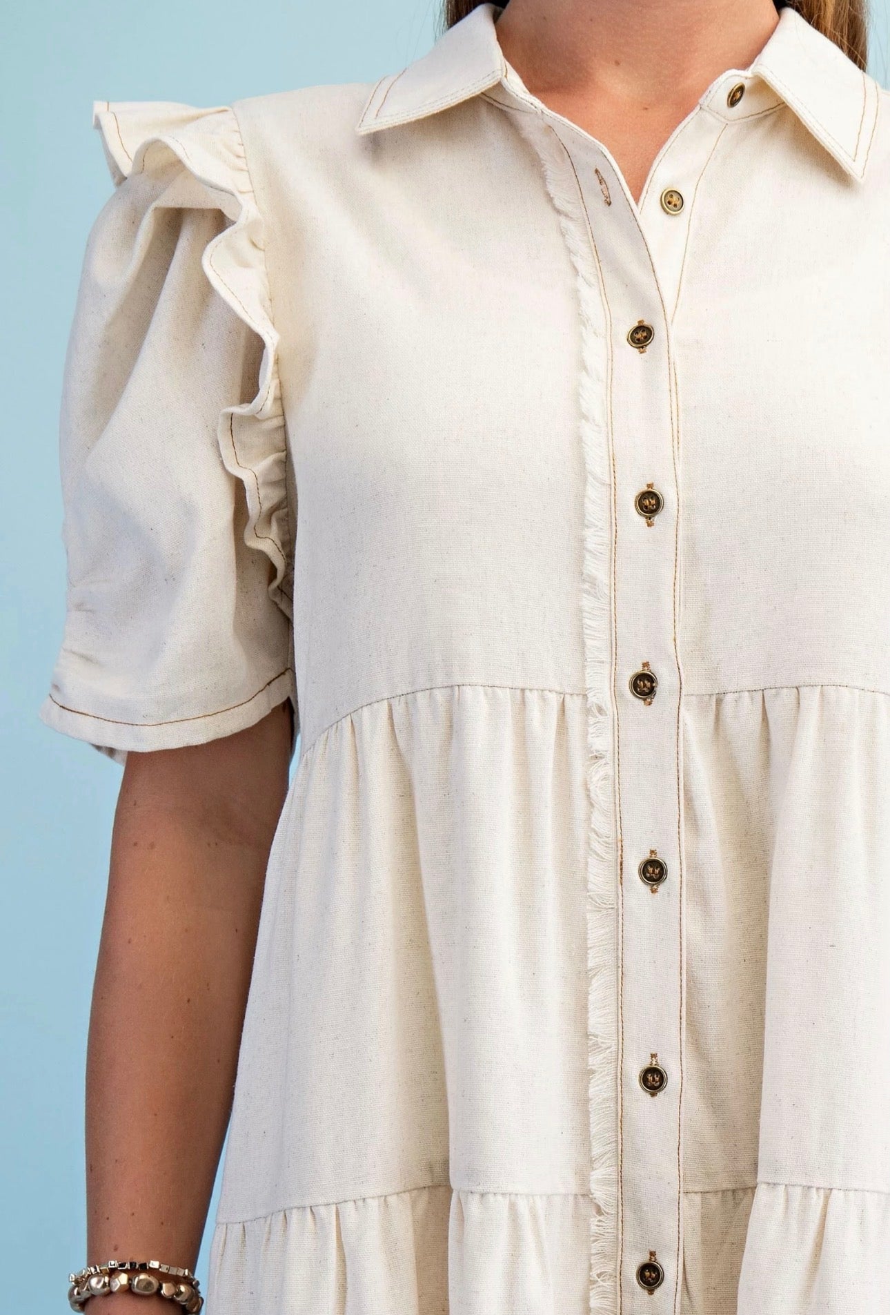 Frayed Hem Shirtdress