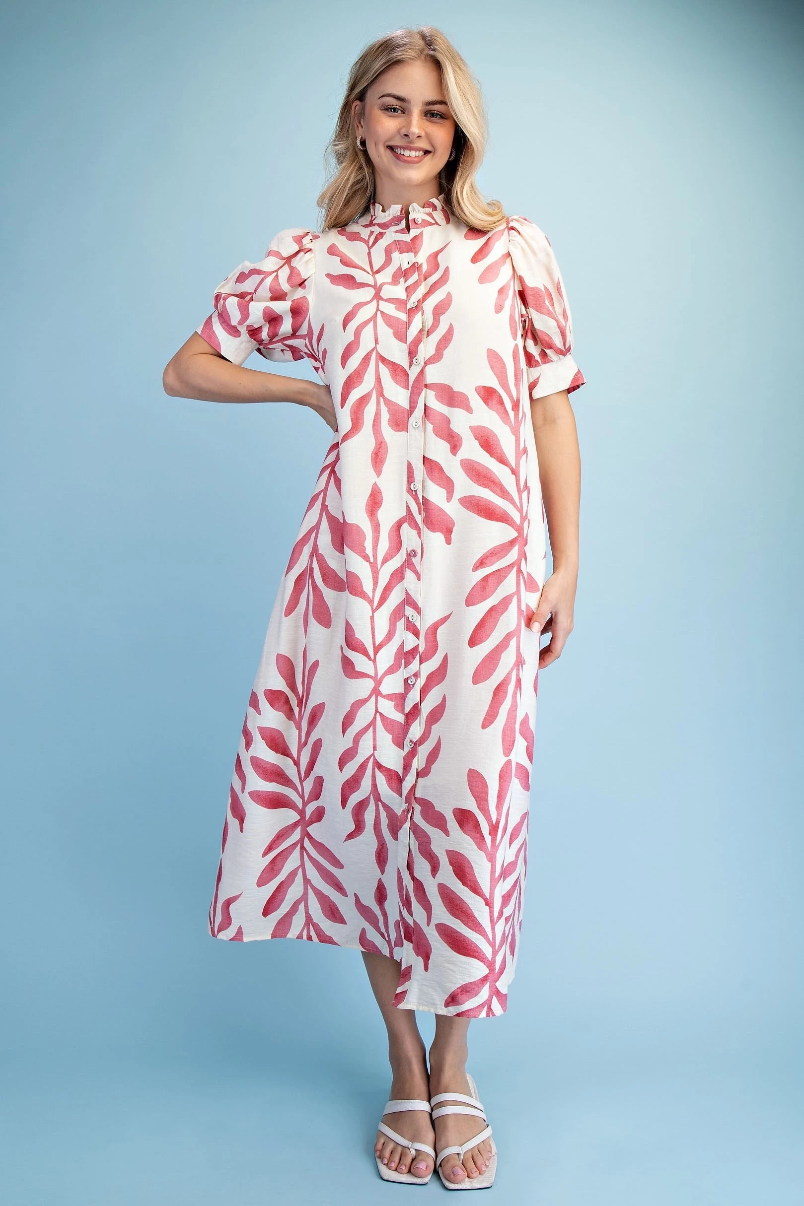 Botanical Leaf Midi Dress