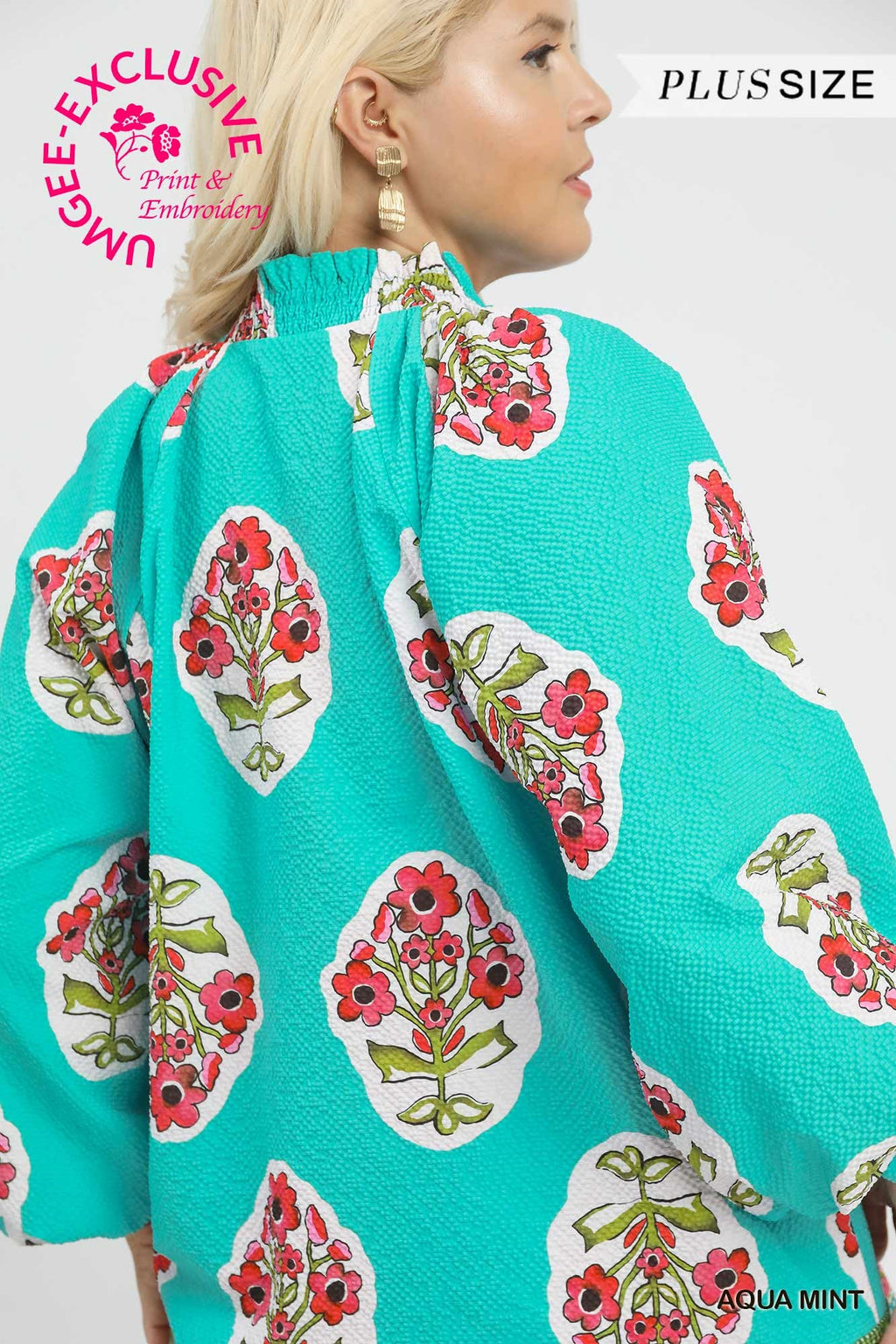 Mint Medallion Print Top