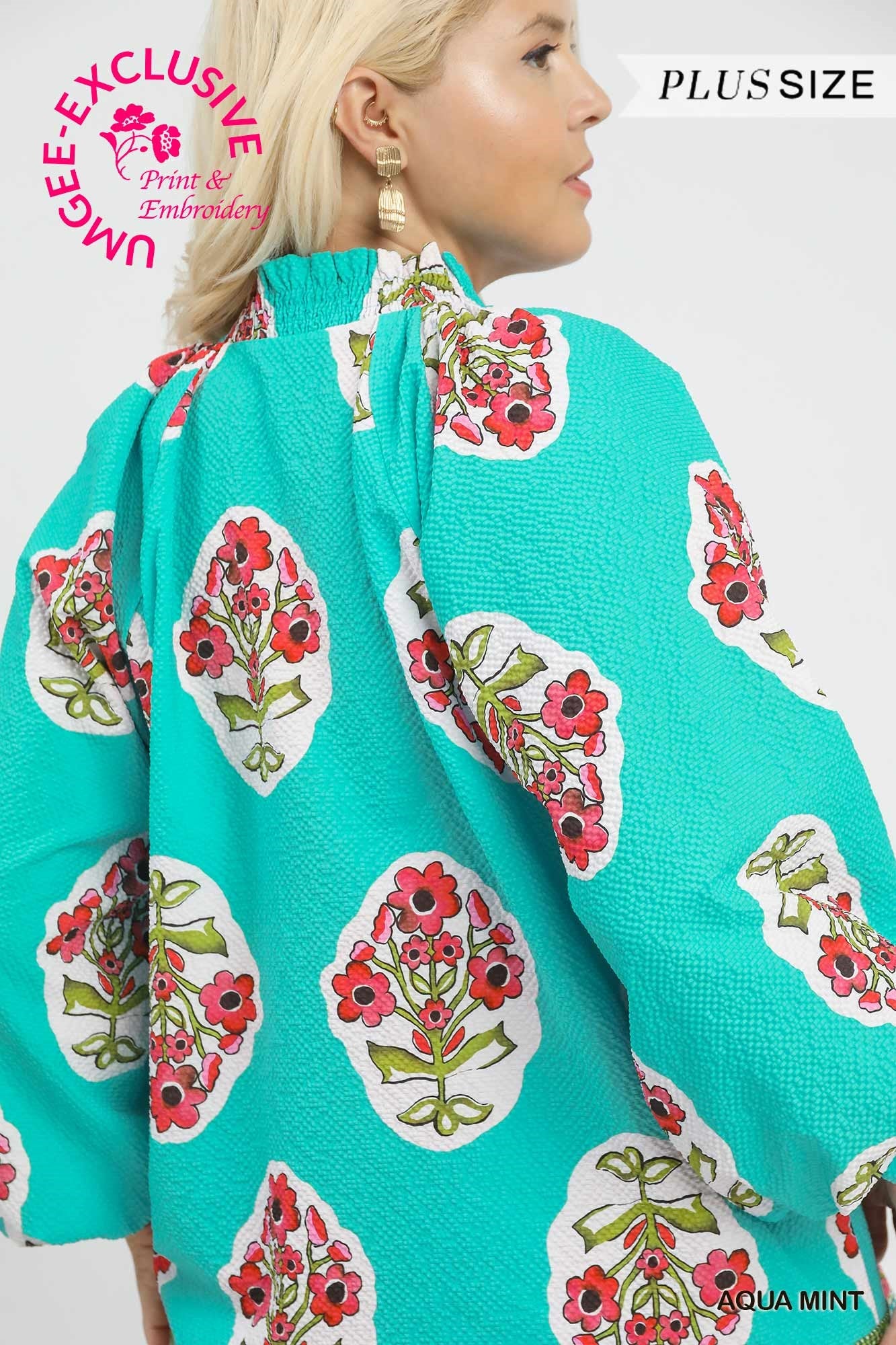 Mint Medallion Print Top