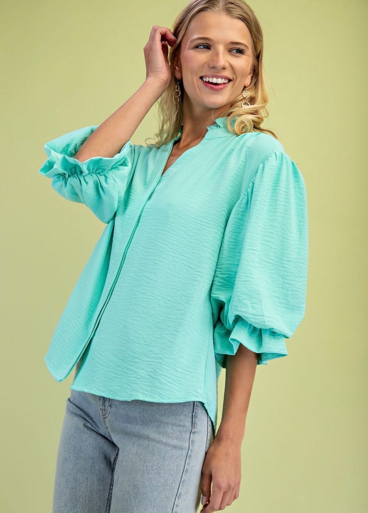 Curvy Solid Color Blouse
