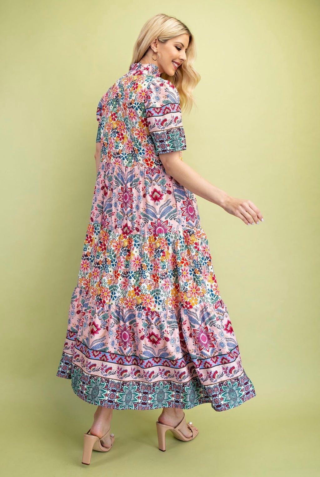 Mosaic Bloom Tiered Dress