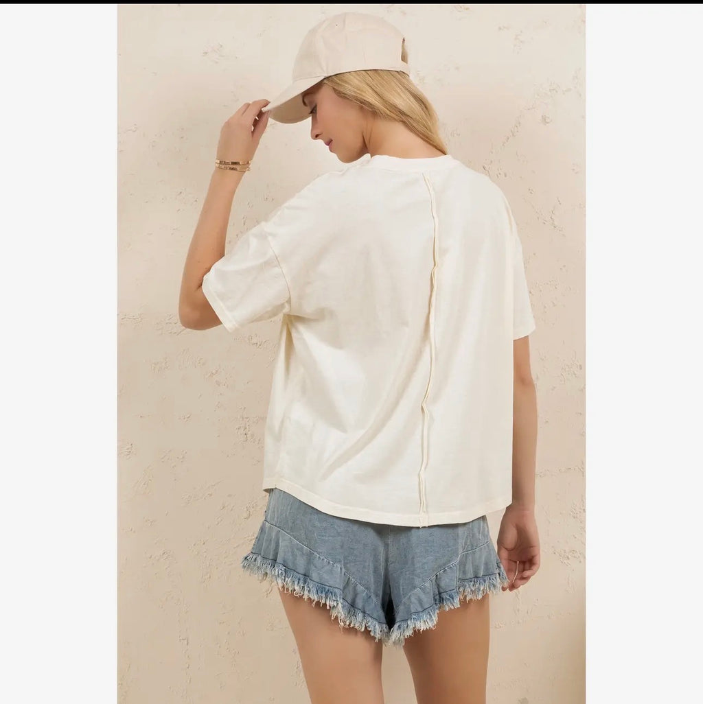Curvy Boho Patchwork Smiley Tee