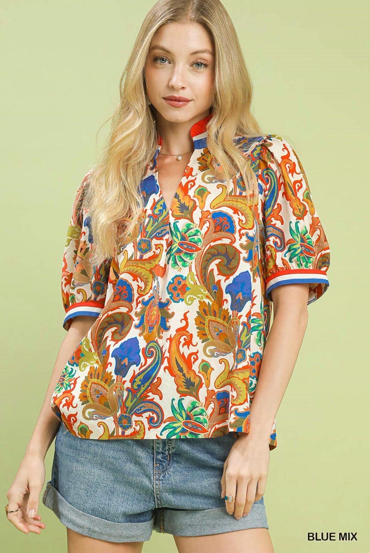 Paisley Polo Top