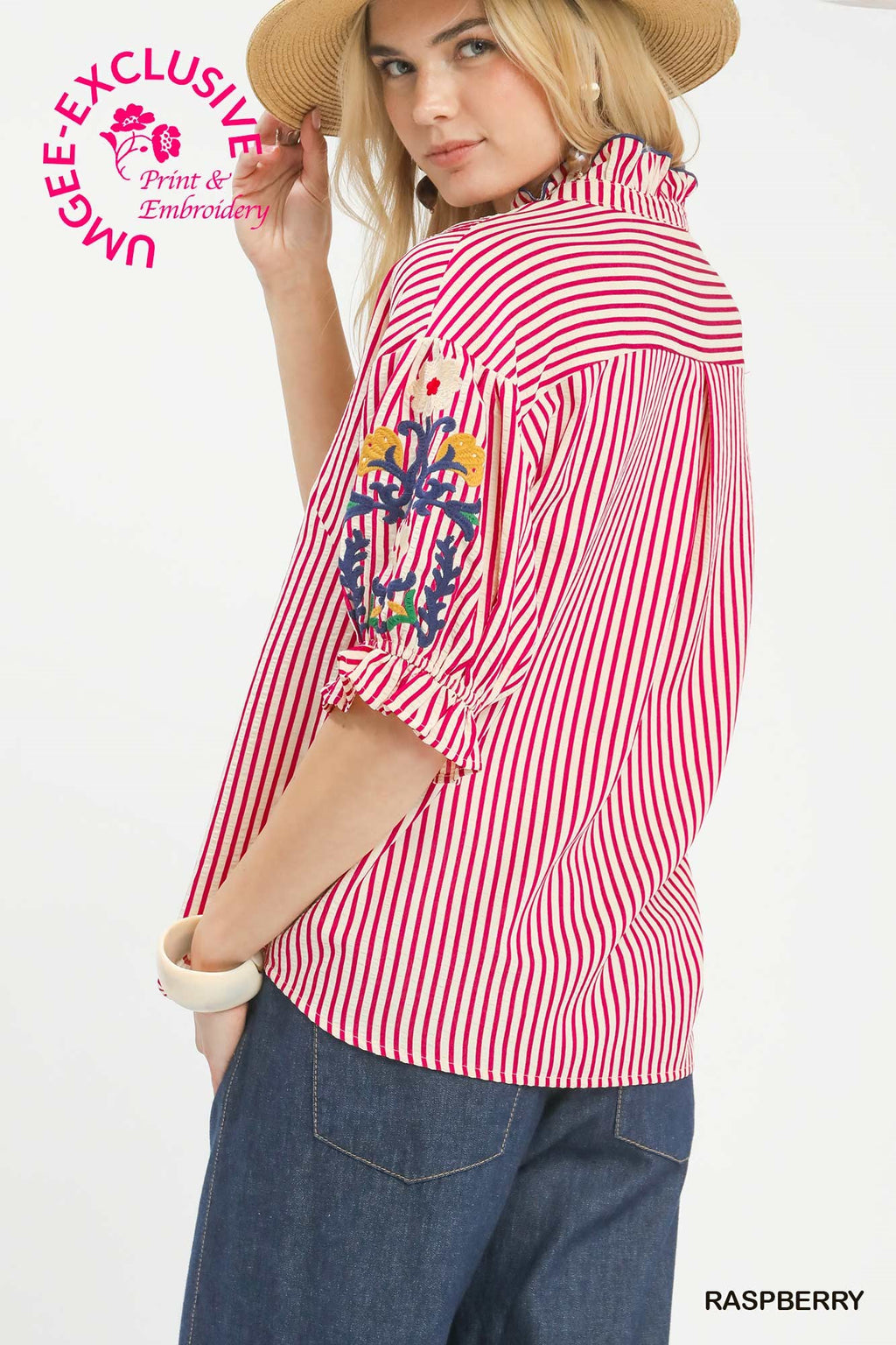 Raspberry Garden Ruffle Top