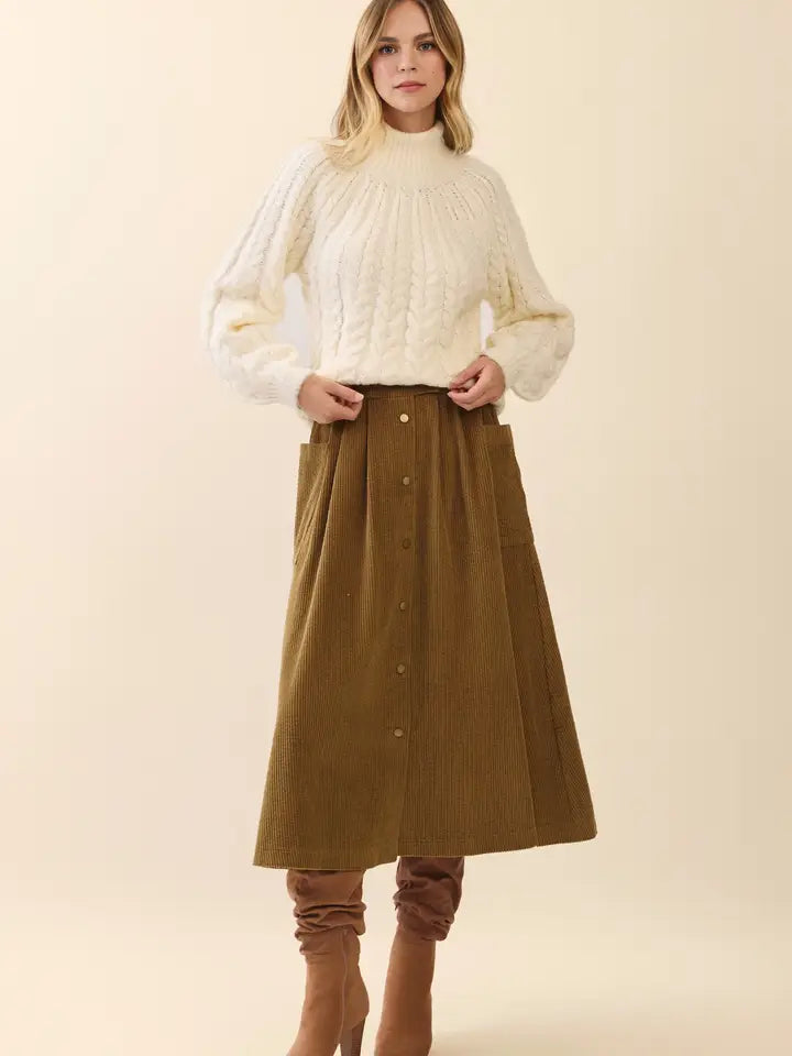 Corduroy Midi Skirt