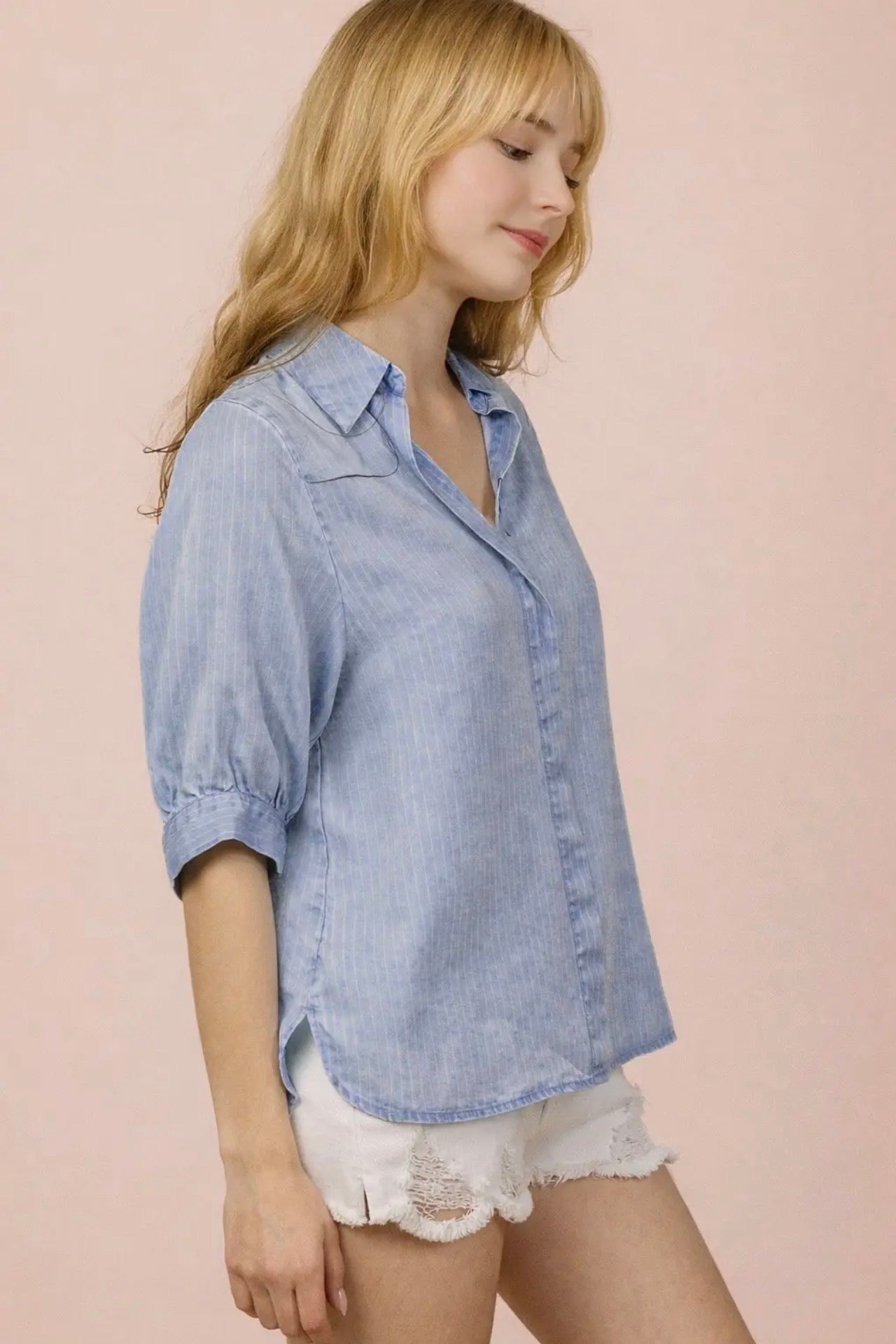 Pinstriped Denim Shirt