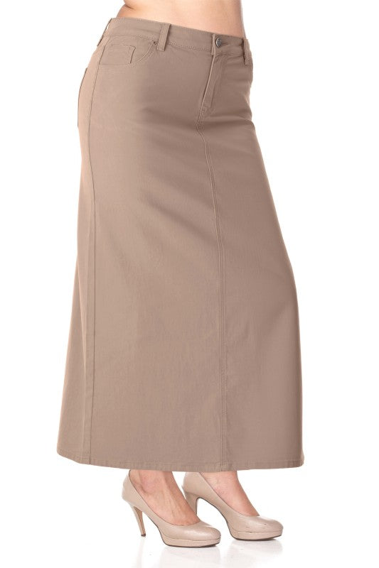 Curvy Sandstone Denim Skirt