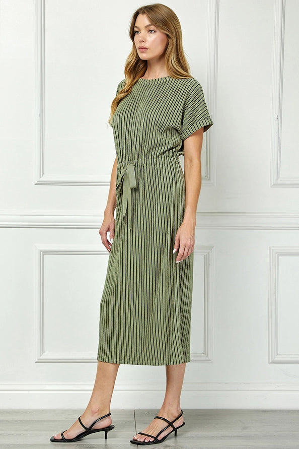 Ribbed Stripe Midi Dress