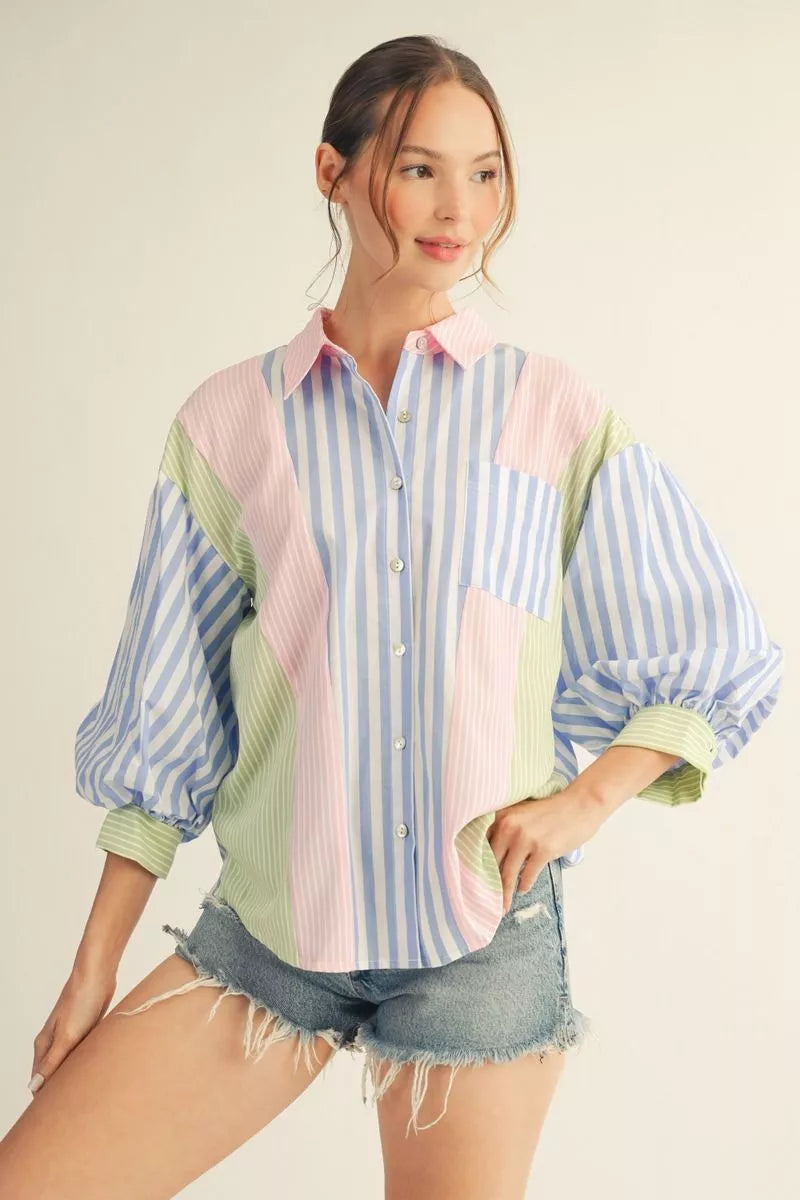 Curvy Stripe Remix Blouse