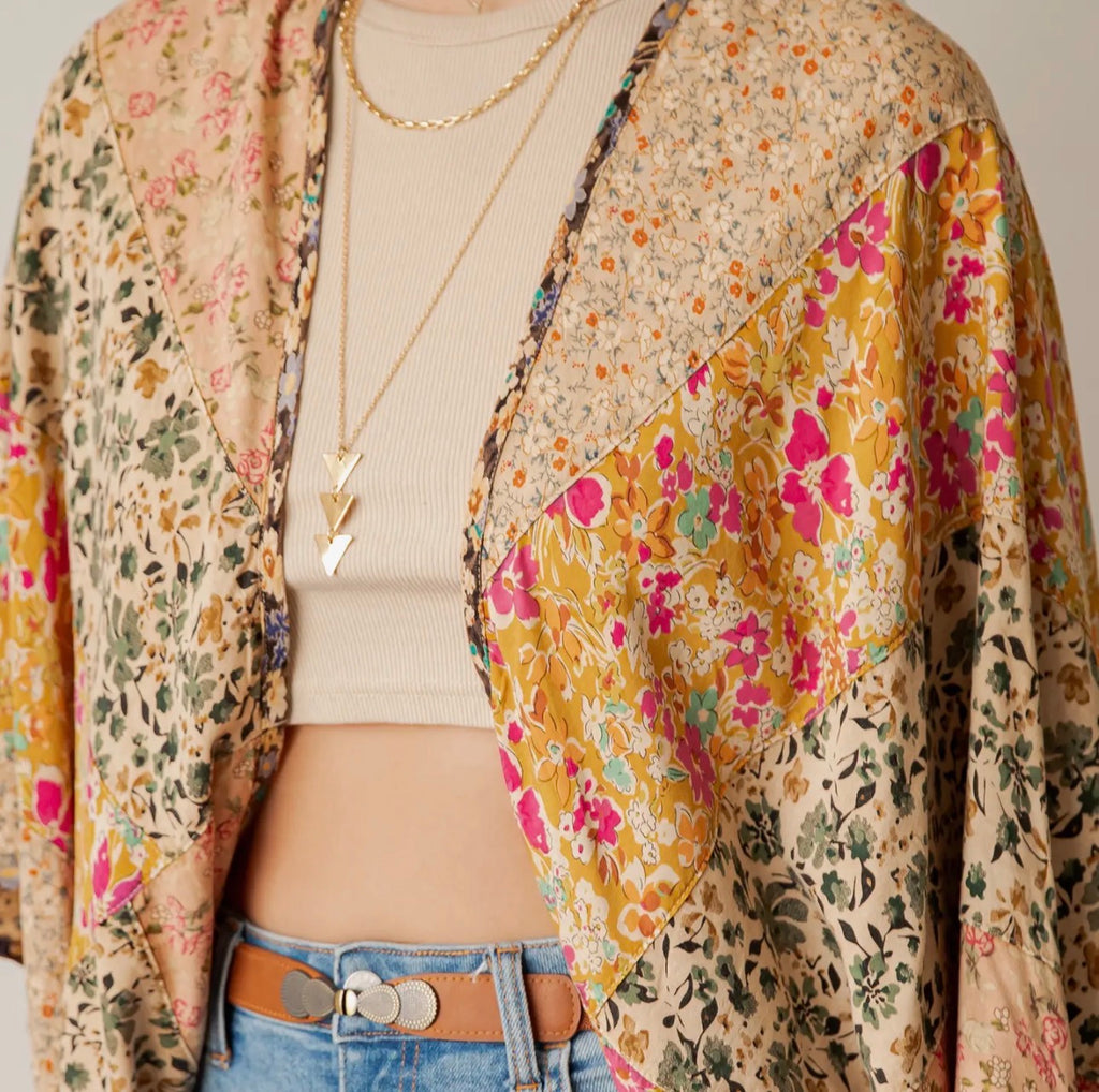 Denim Patchwork Kaftan Poncho