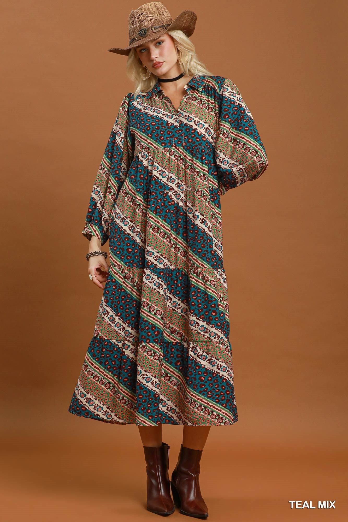 Turquoise Trails Midi Dress