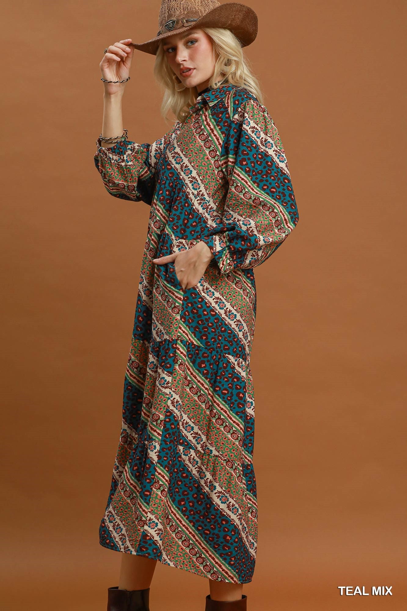 Turquoise Trails Midi Dress