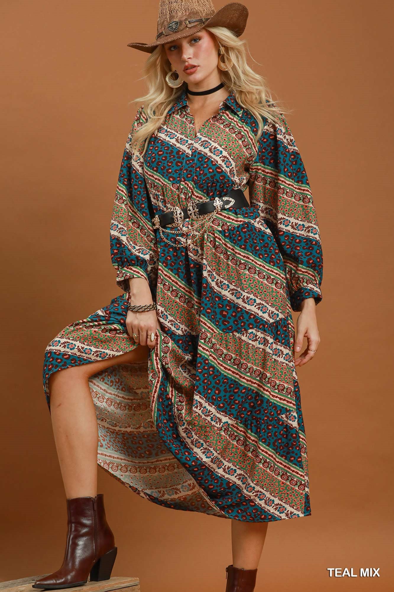 Turquoise Trails Midi Dress