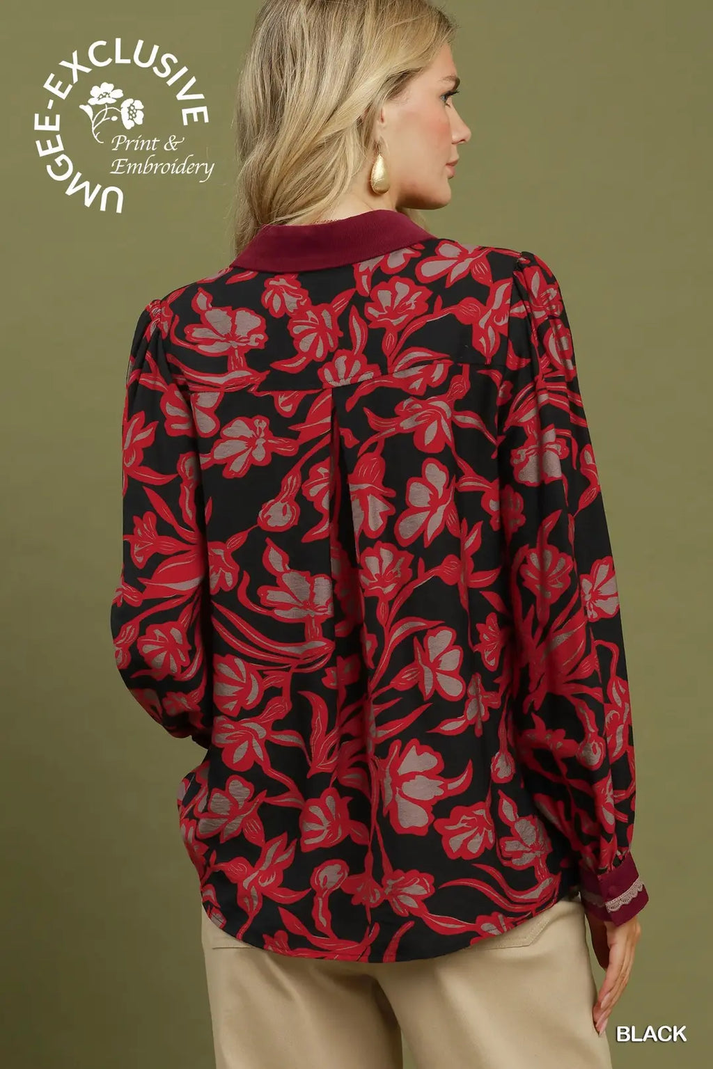 Scarlet Bloom Lace Trim Top