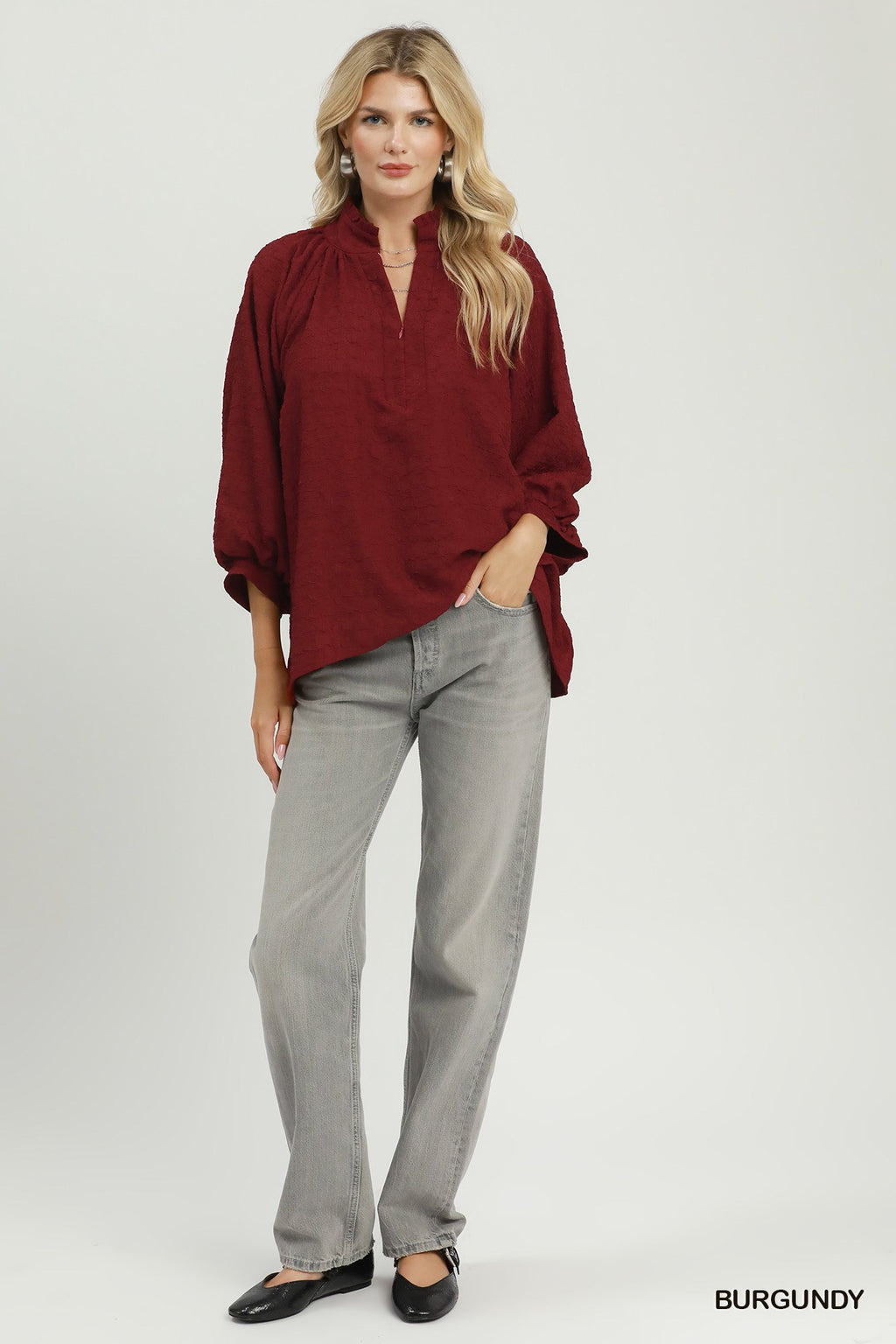 Textured Fall Half-Zip Top