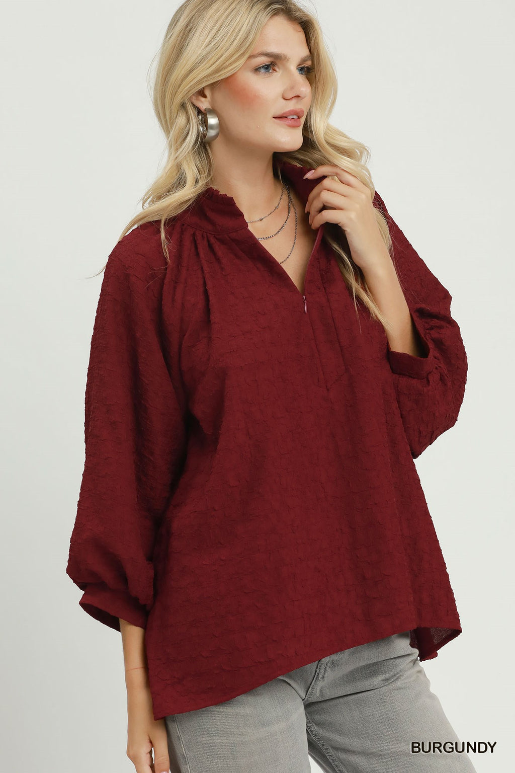 Textured Fall Half-Zip Top