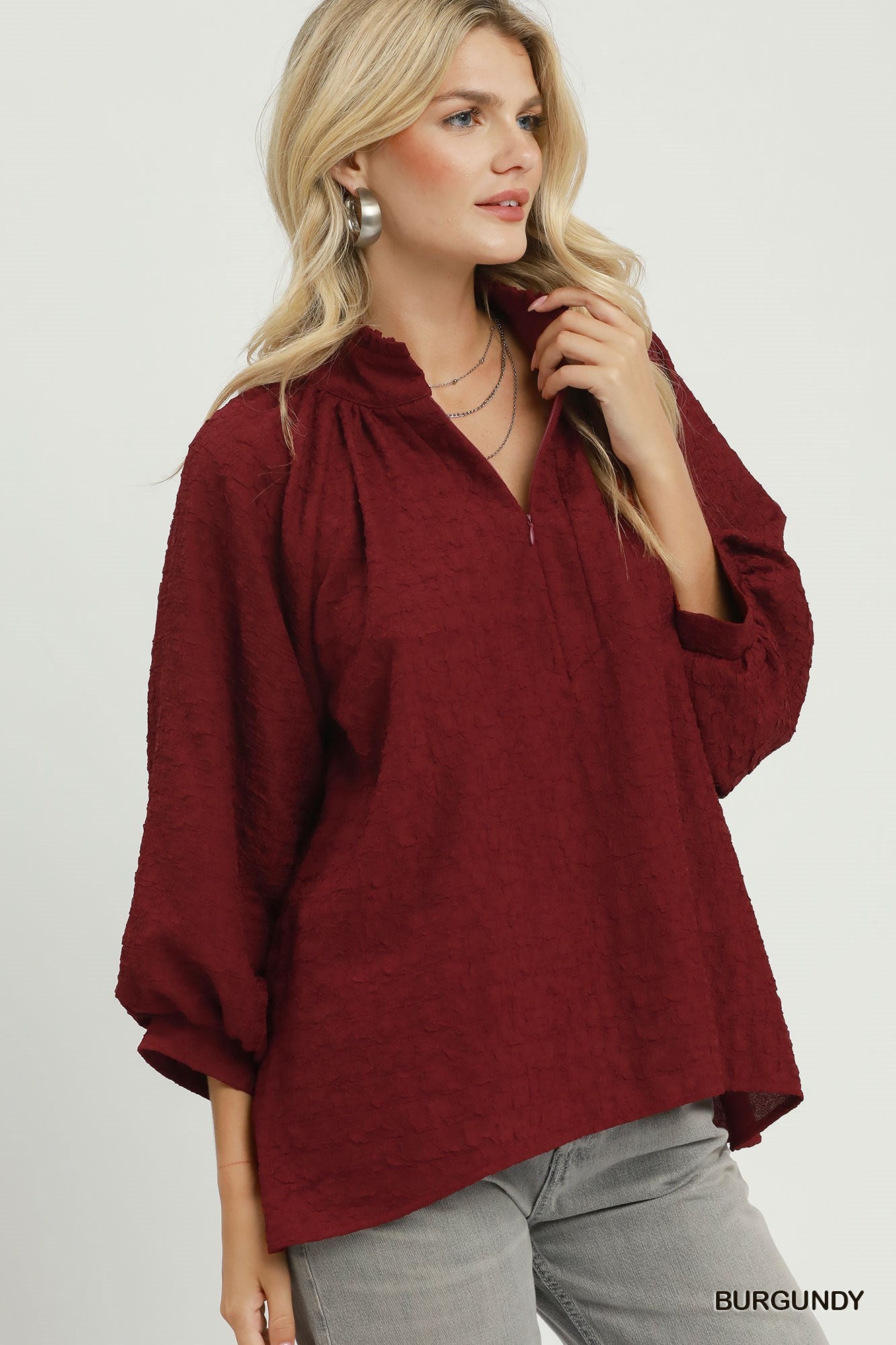 Textured Fall Half-Zip Top
