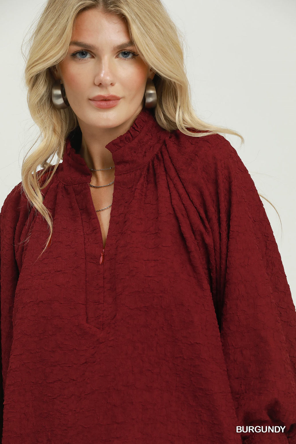 Textured Fall Half-Zip Top