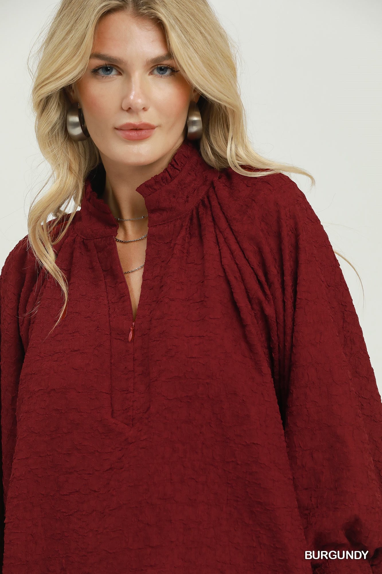 Textured Fall Half-Zip Top