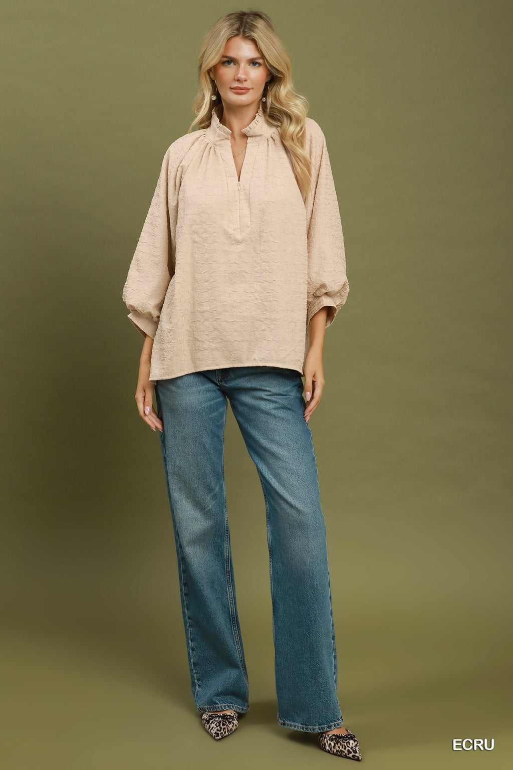 Textured Fall Half-Zip Top