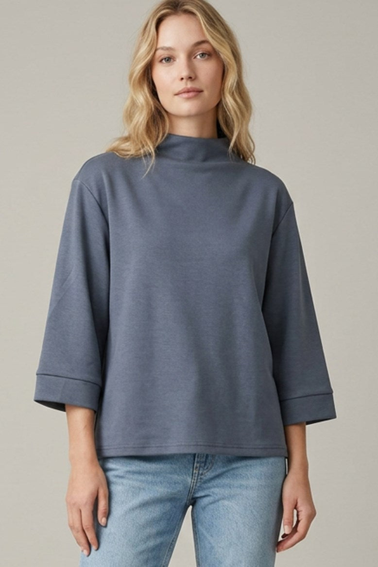 3/4 Sleeve Knit Mock Neck Top
