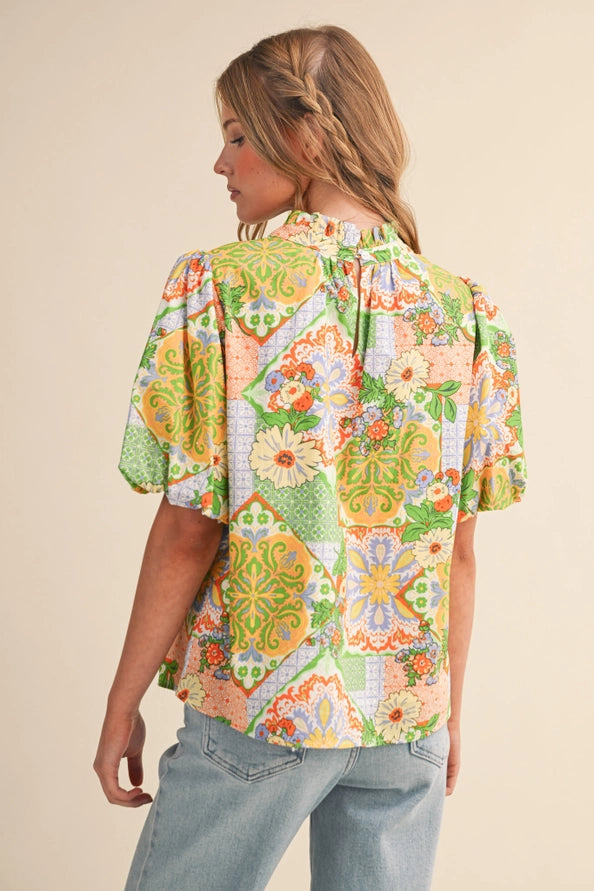 Sage Paisley Top