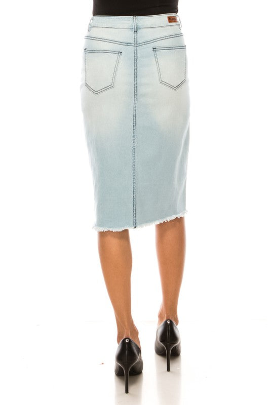 Rugged Light Indigo Wash Denim Skirt