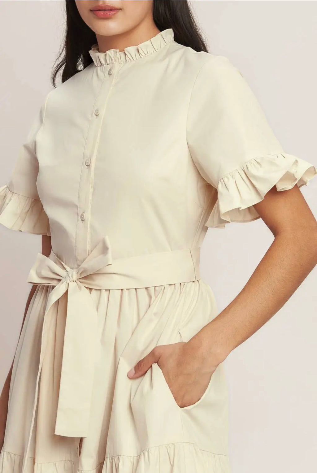 Ivory Ruffle Sleeve Dress
