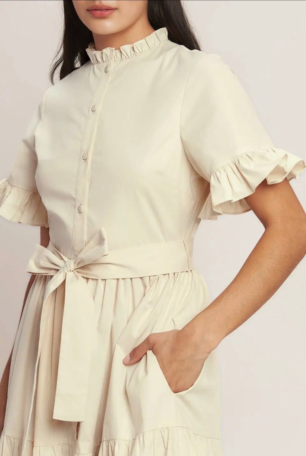 Ivory Ruffle Sleeve Dress