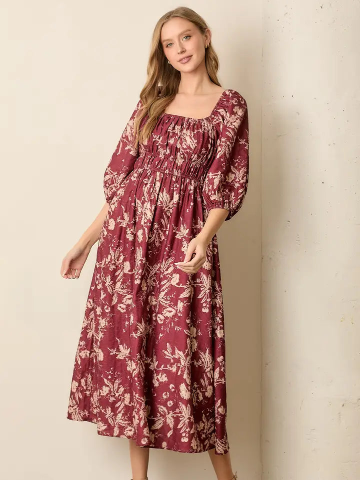 Floral Textured Print Dress