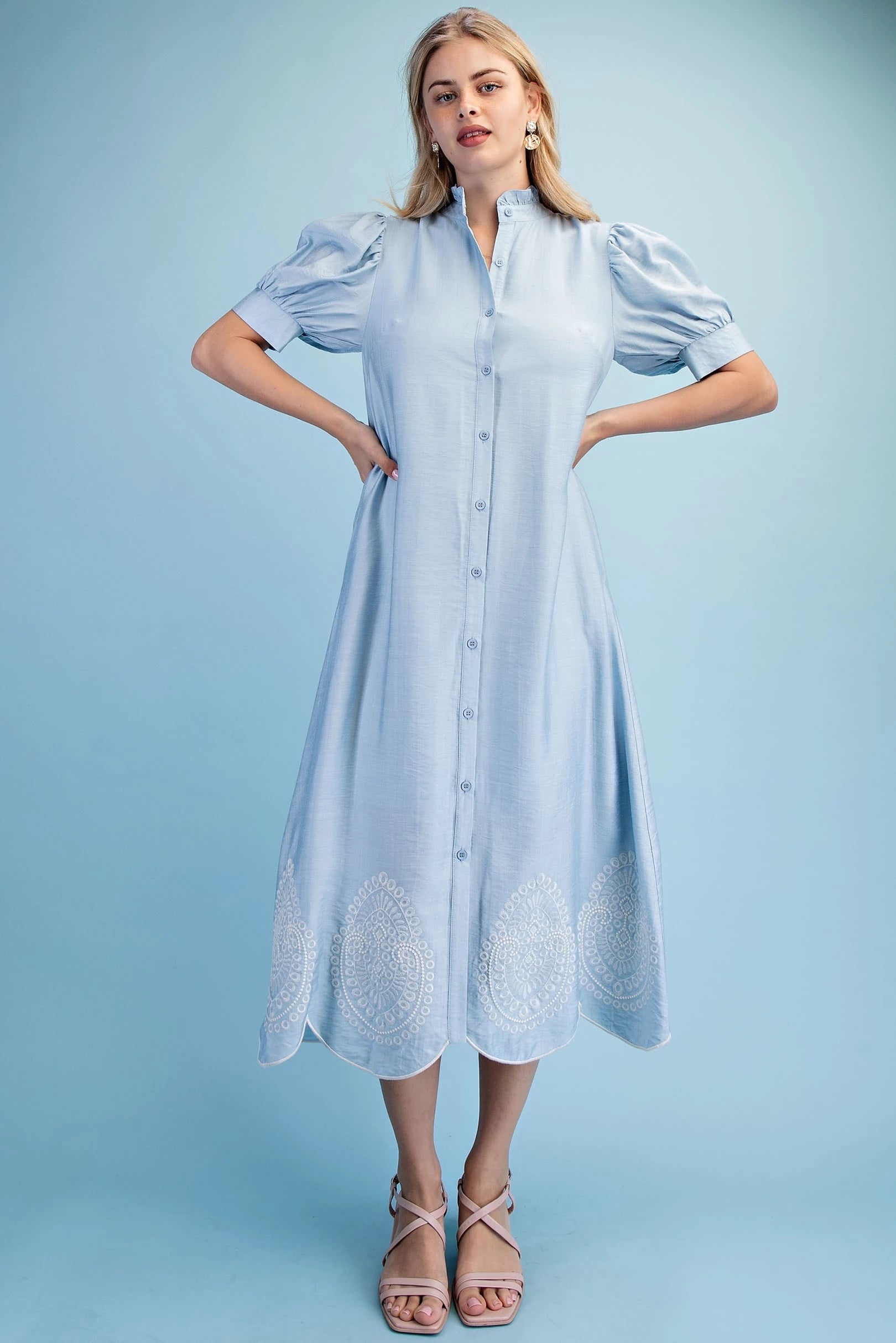 Embroidered Shirt Dress